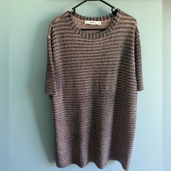 ZARA Knit tunic Metallic knit Dress- Size Large - Picture 1 of 9
